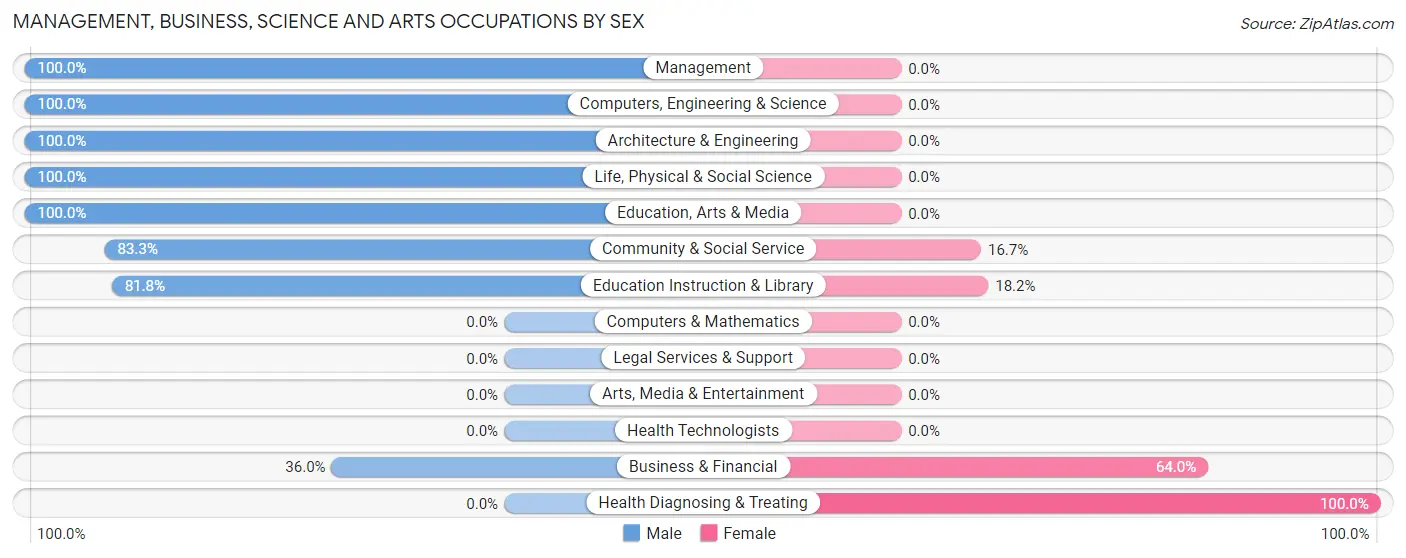 Management, Business, Science and Arts Occupations by Sex in Zip Code 40119