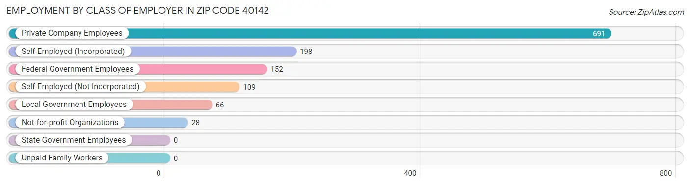Employment by Class of Employer in Zip Code 40142