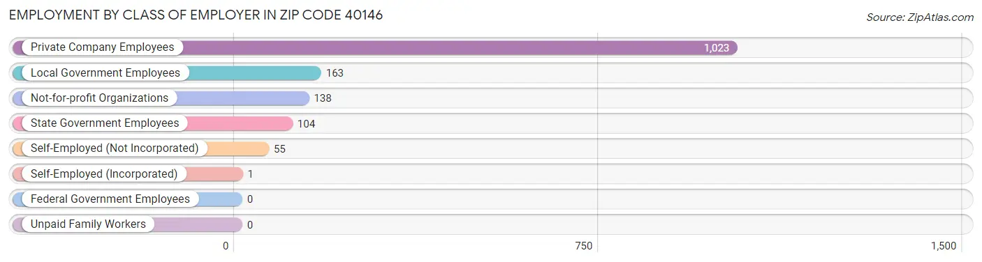 Employment by Class of Employer in Zip Code 40146