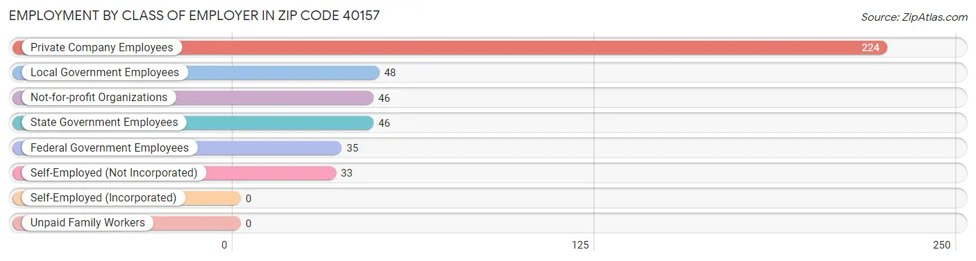 Employment by Class of Employer in Zip Code 40157