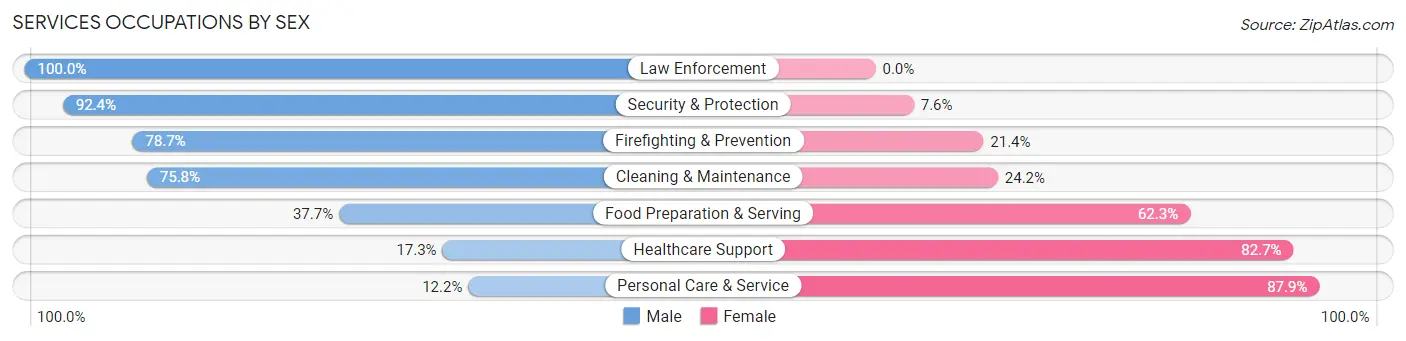 Services Occupations by Sex in Zip Code 40165