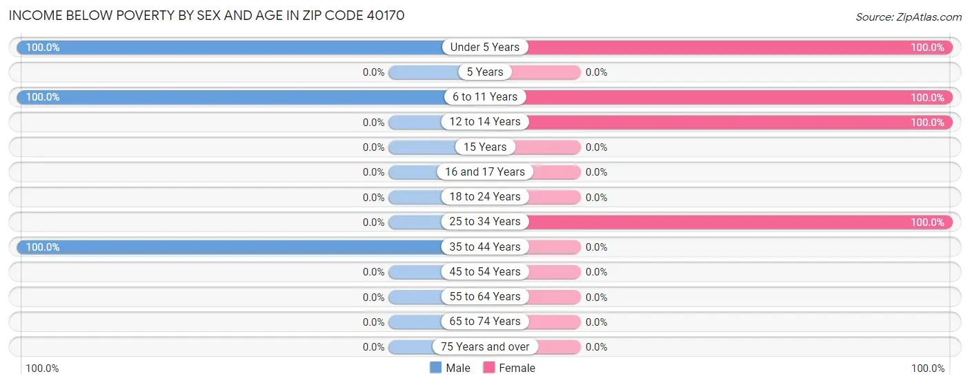 Income Below Poverty by Sex and Age in Zip Code 40170