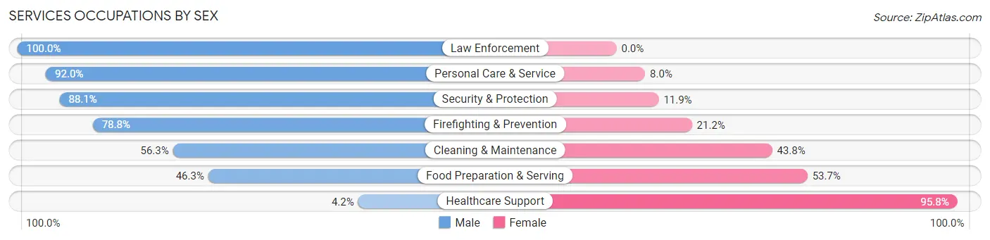 Services Occupations by Sex in Zip Code 40175