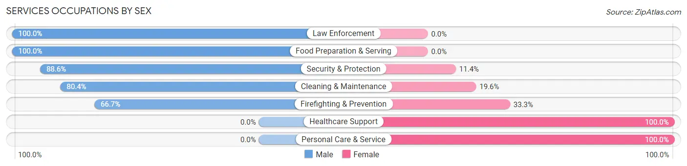 Services Occupations by Sex in Zip Code 40177