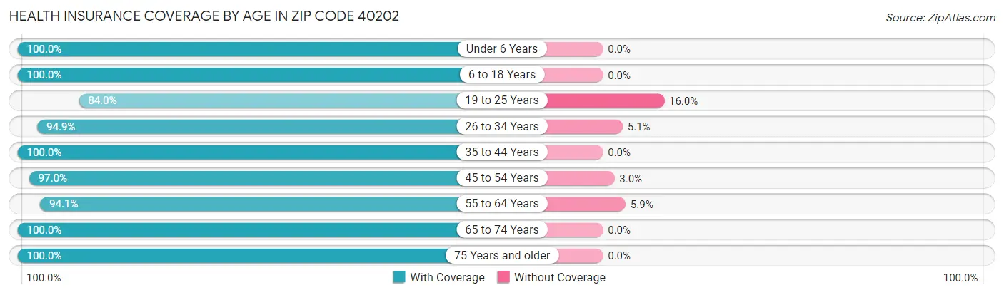 Health Insurance Coverage by Age in Zip Code 40202