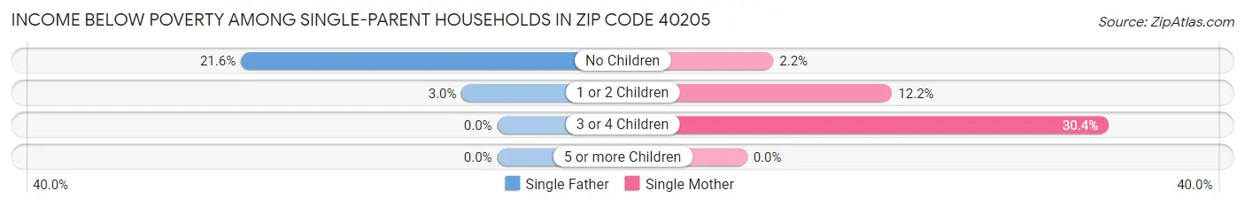 Income Below Poverty Among Single-Parent Households in Zip Code 40205