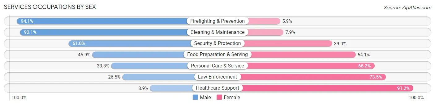 Services Occupations by Sex in Zip Code 40207