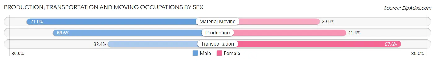 Production, Transportation and Moving Occupations by Sex in Zip Code 40208