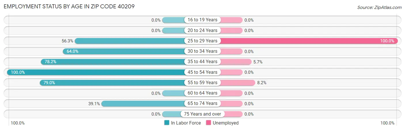 Employment Status by Age in Zip Code 40209