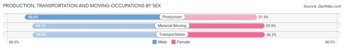 Production, Transportation and Moving Occupations by Sex in Zip Code 40222
