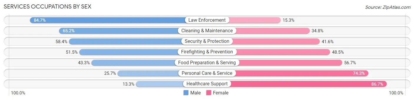 Services Occupations by Sex in Zip Code 40229