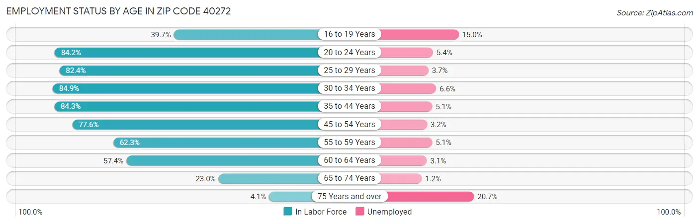 Employment Status by Age in Zip Code 40272