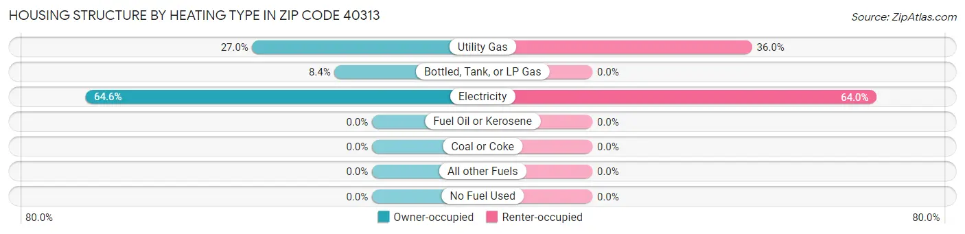 Housing Structure by Heating Type in Zip Code 40313
