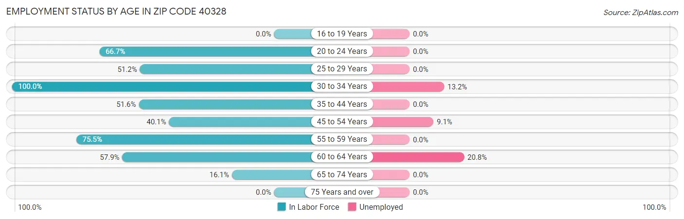 Employment Status by Age in Zip Code 40328