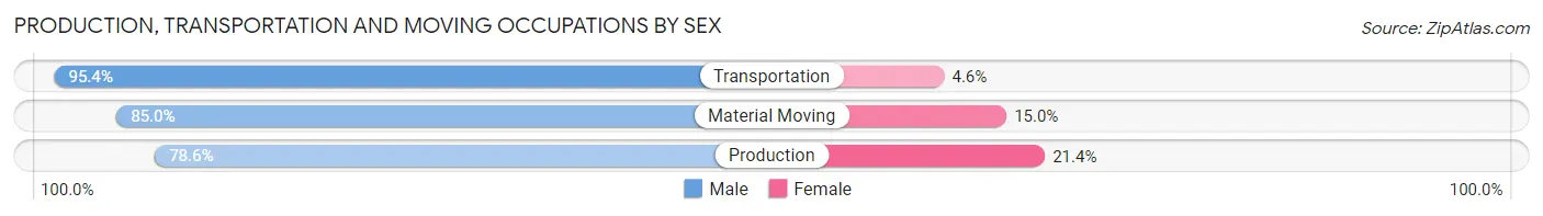Production, Transportation and Moving Occupations by Sex in Zip Code 40342