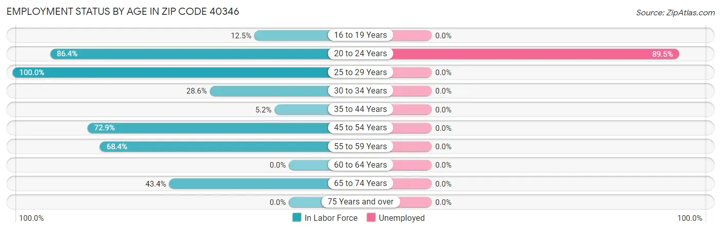 Employment Status by Age in Zip Code 40346