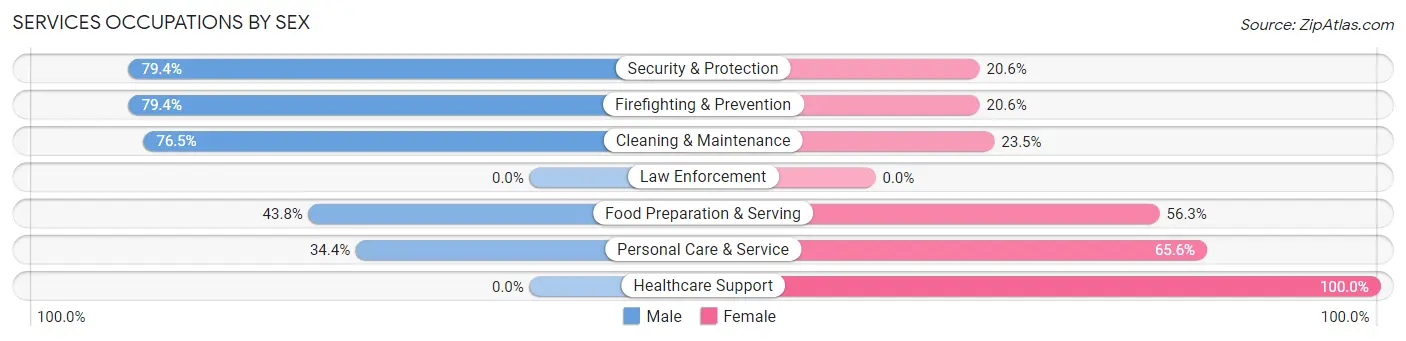 Services Occupations by Sex in Zip Code 40347