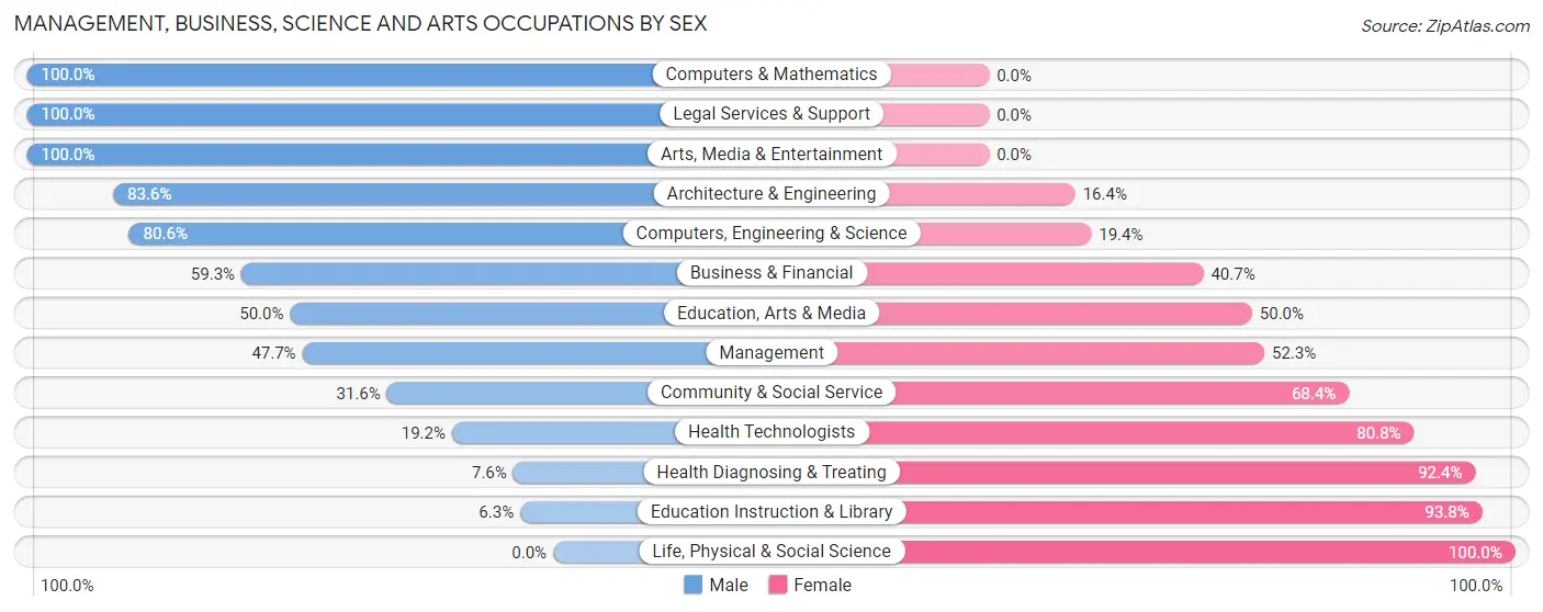 Management, Business, Science and Arts Occupations by Sex in Zip Code 40370