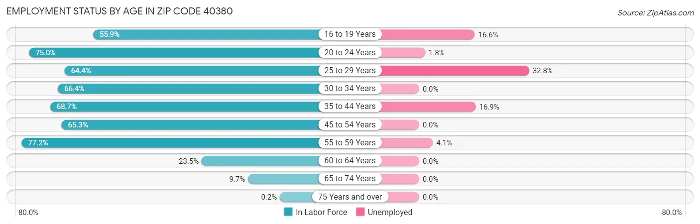 Employment Status by Age in Zip Code 40380
