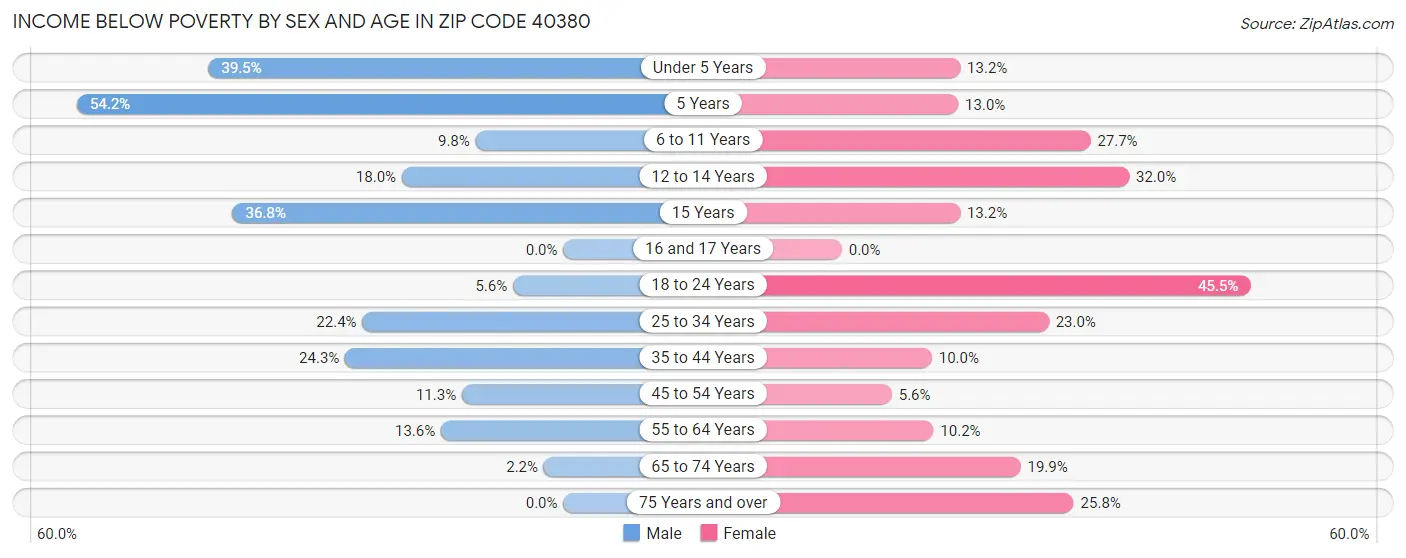 Income Below Poverty by Sex and Age in Zip Code 40380