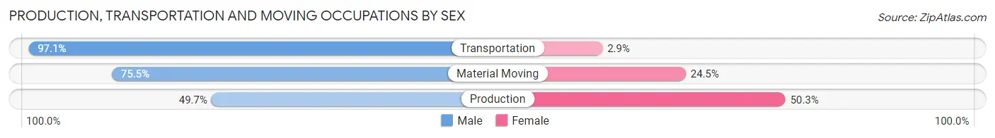 Production, Transportation and Moving Occupations by Sex in Zip Code 40380