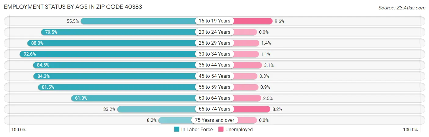 Employment Status by Age in Zip Code 40383