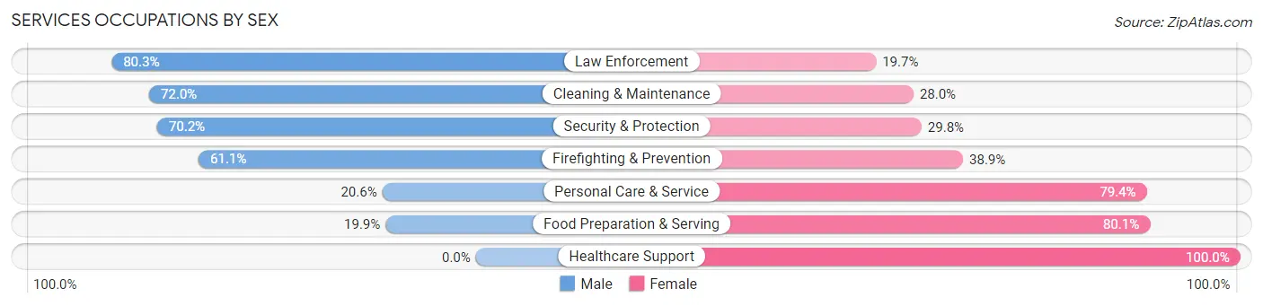 Services Occupations by Sex in Zip Code 40383