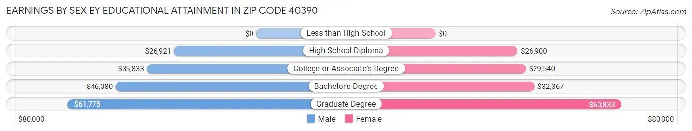 Earnings by Sex by Educational Attainment in Zip Code 40390