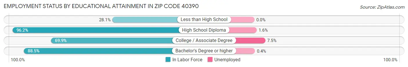 Employment Status by Educational Attainment in Zip Code 40390