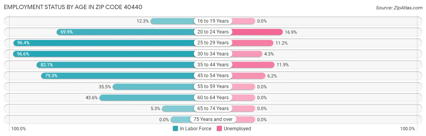 Employment Status by Age in Zip Code 40440
