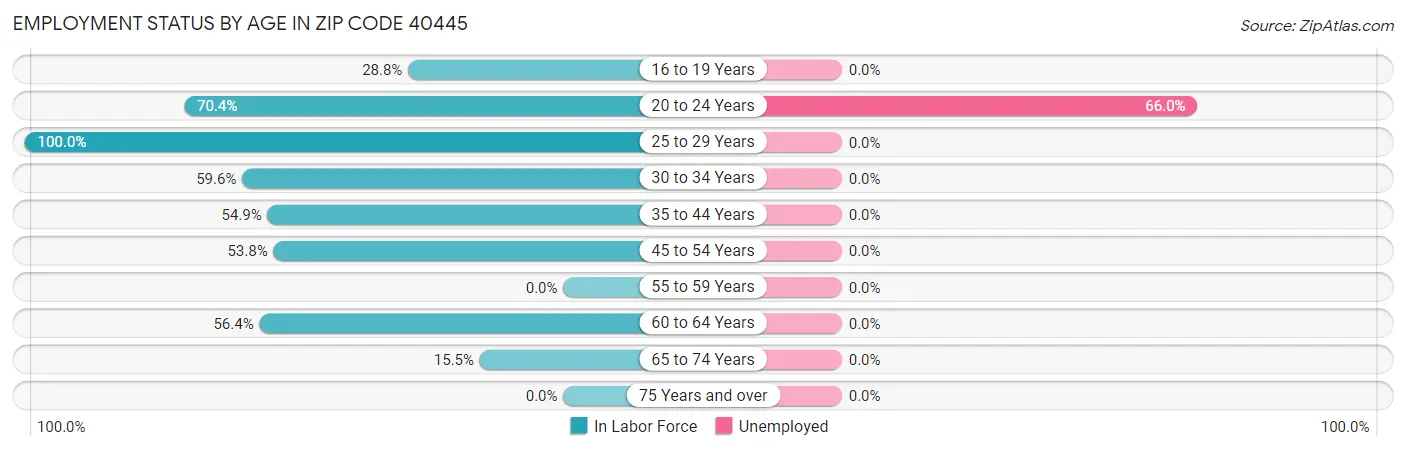 Employment Status by Age in Zip Code 40445