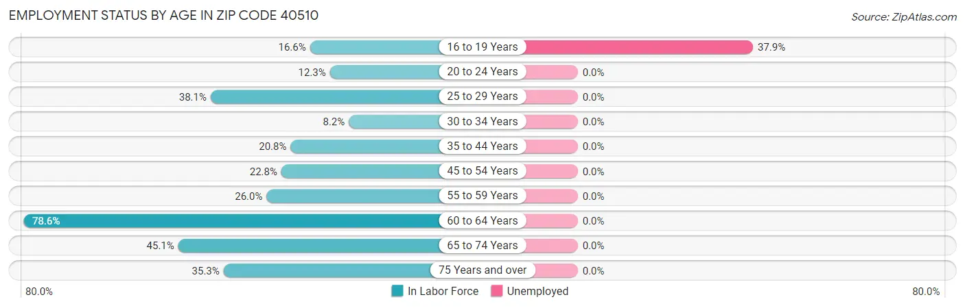 Employment Status by Age in Zip Code 40510