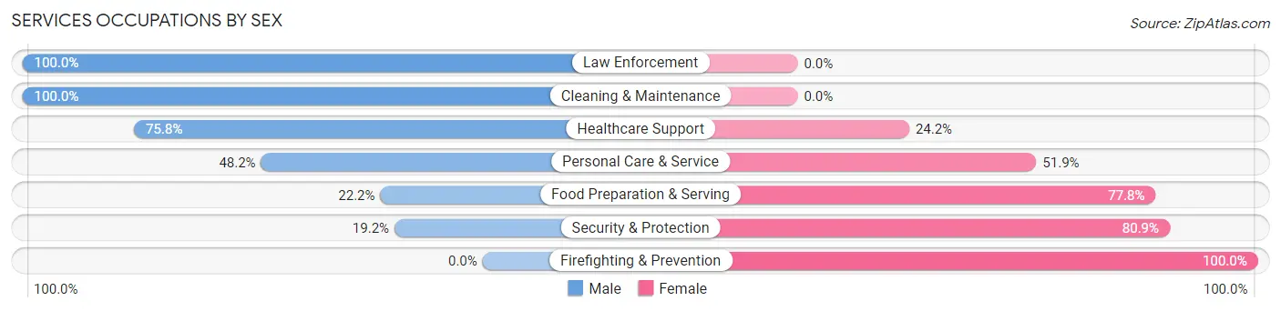 Services Occupations by Sex in Zip Code 40516