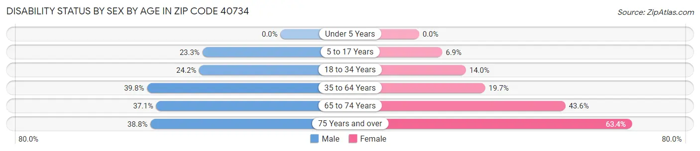 Disability Status by Sex by Age in Zip Code 40734