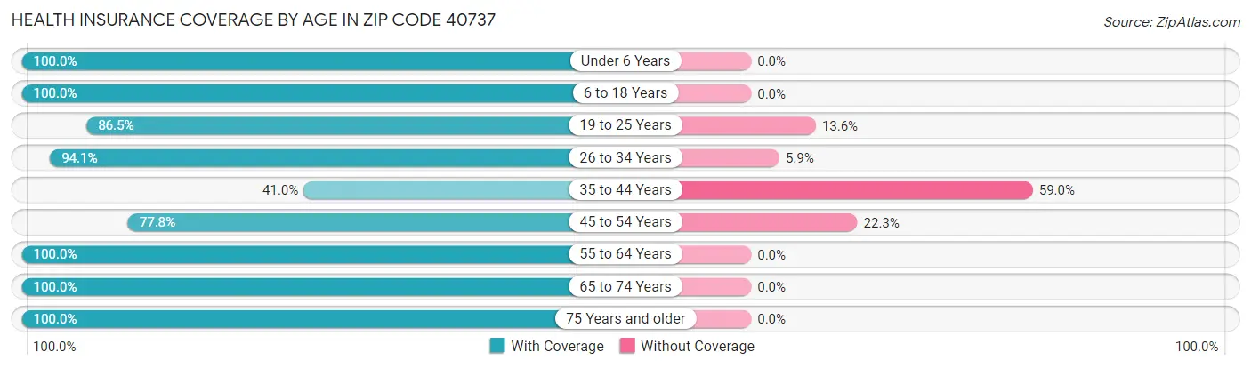 Health Insurance Coverage by Age in Zip Code 40737