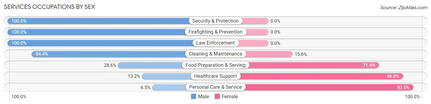 Services Occupations by Sex in Zip Code 40769