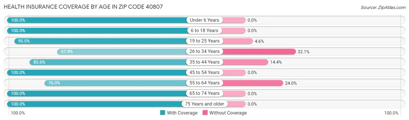 Health Insurance Coverage by Age in Zip Code 40807