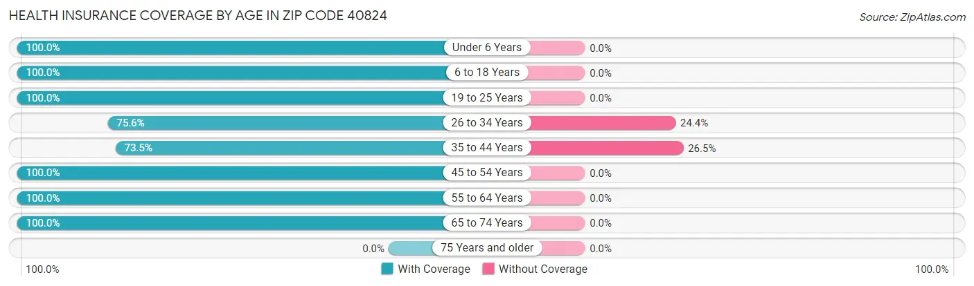 Health Insurance Coverage by Age in Zip Code 40824