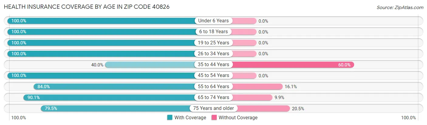 Health Insurance Coverage by Age in Zip Code 40826