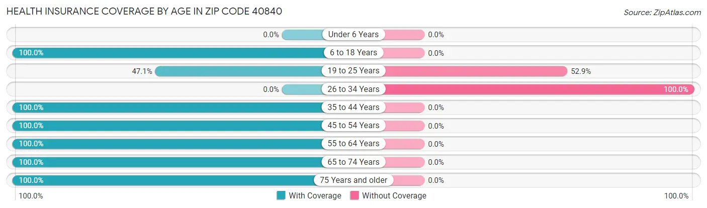 Health Insurance Coverage by Age in Zip Code 40840