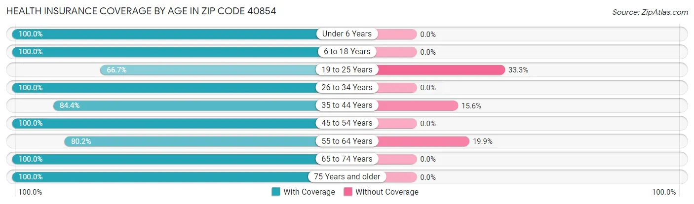 Health Insurance Coverage by Age in Zip Code 40854