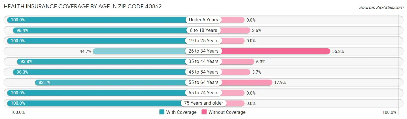 Health Insurance Coverage by Age in Zip Code 40862