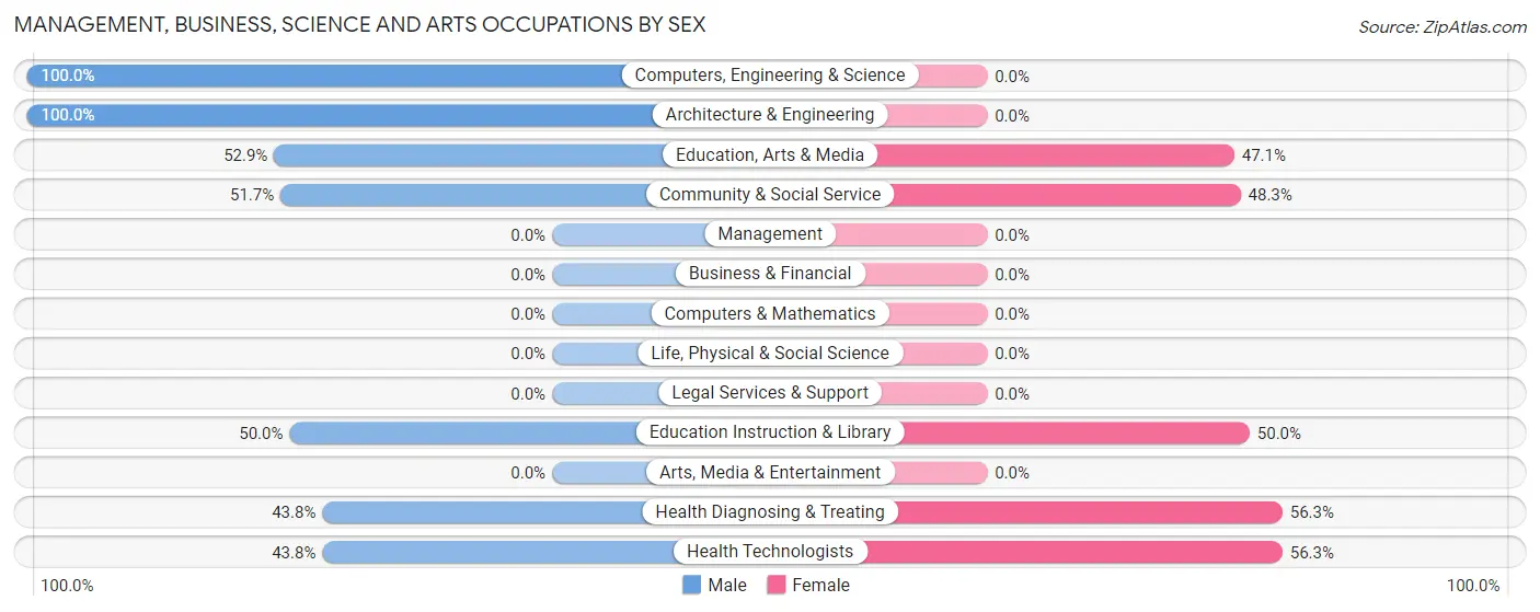 Management, Business, Science and Arts Occupations by Sex in Zip Code 40862