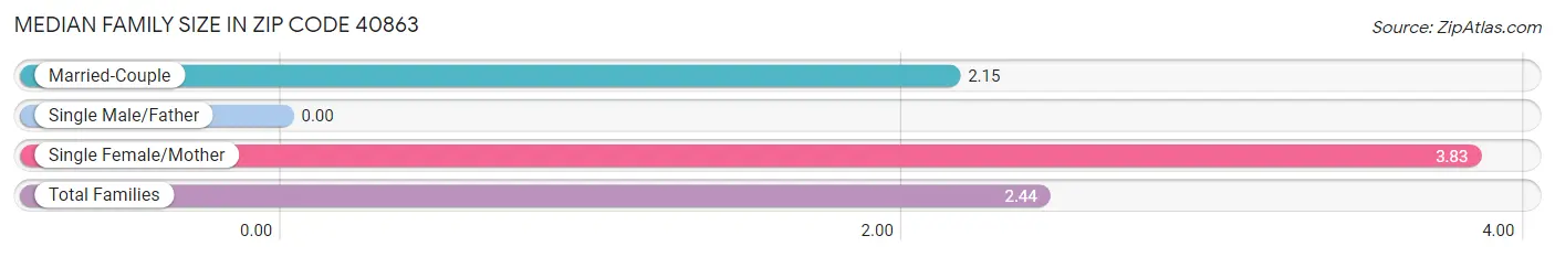 Median Family Size in Zip Code 40863