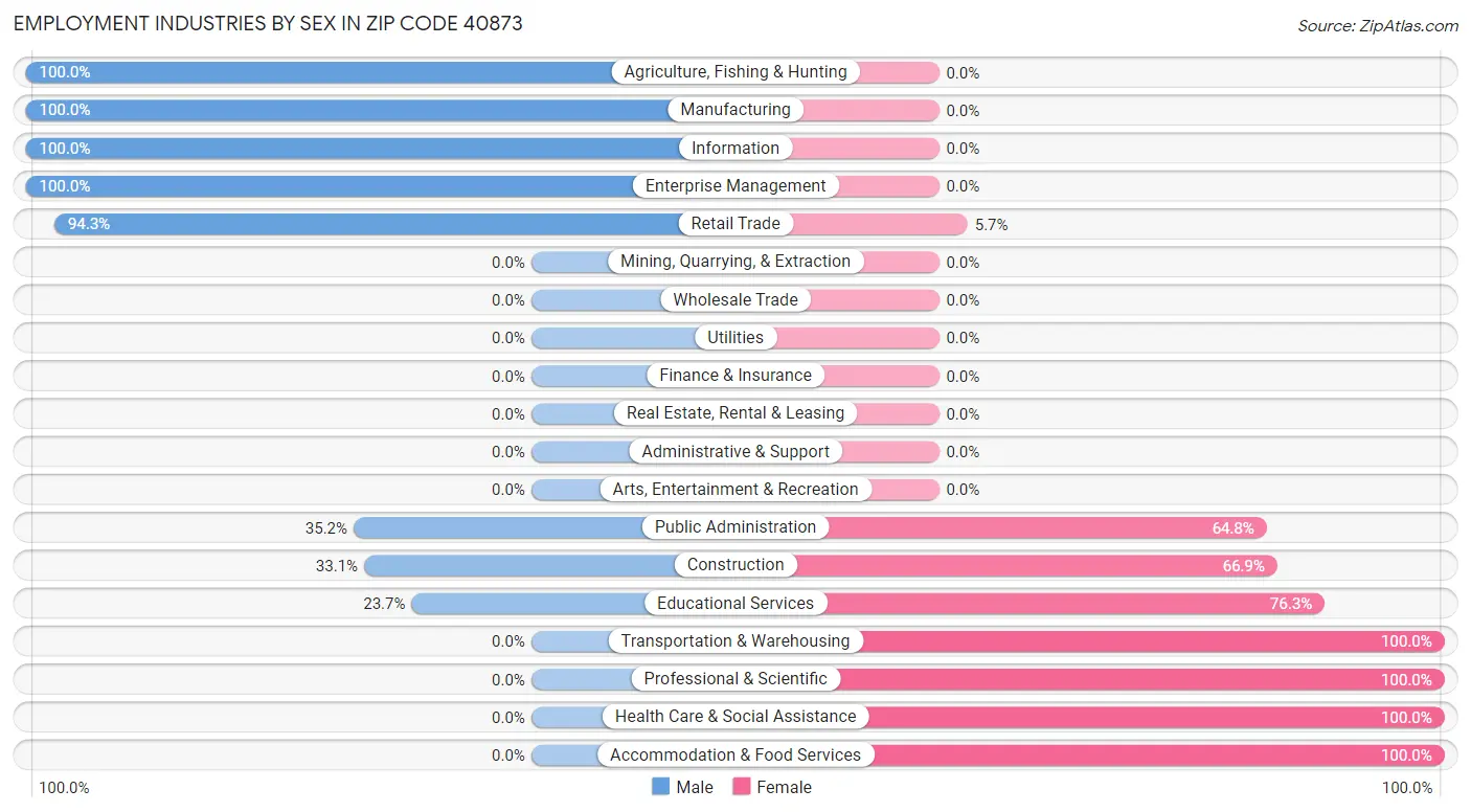 Employment Industries by Sex in Zip Code 40873