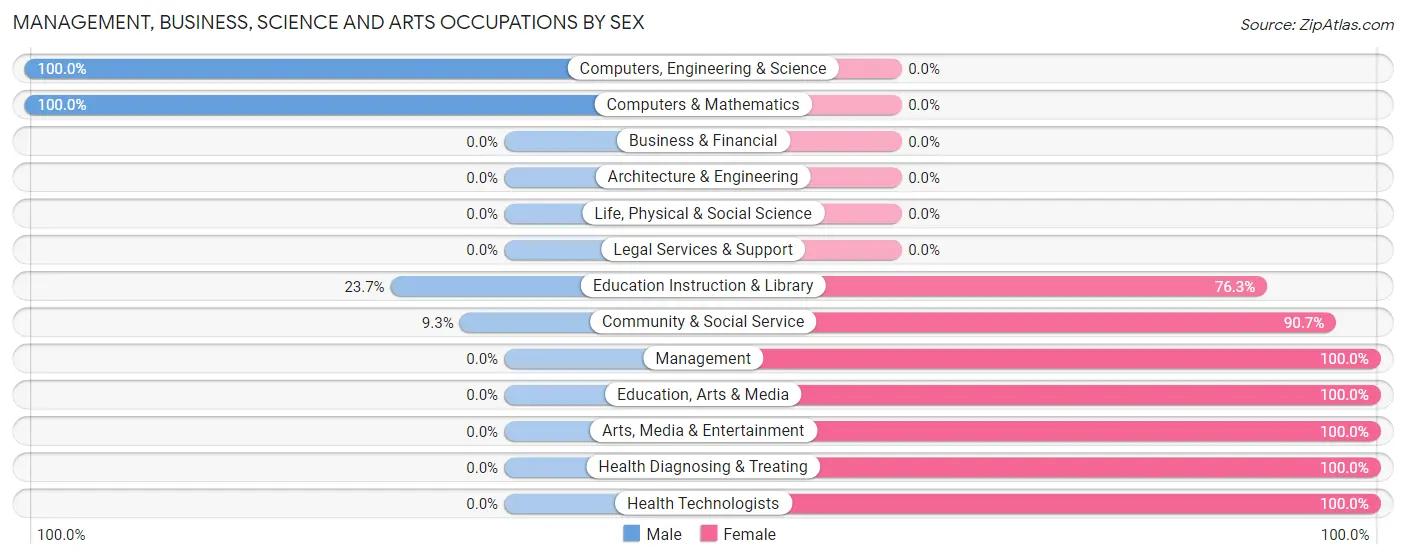 Management, Business, Science and Arts Occupations by Sex in Zip Code 40873