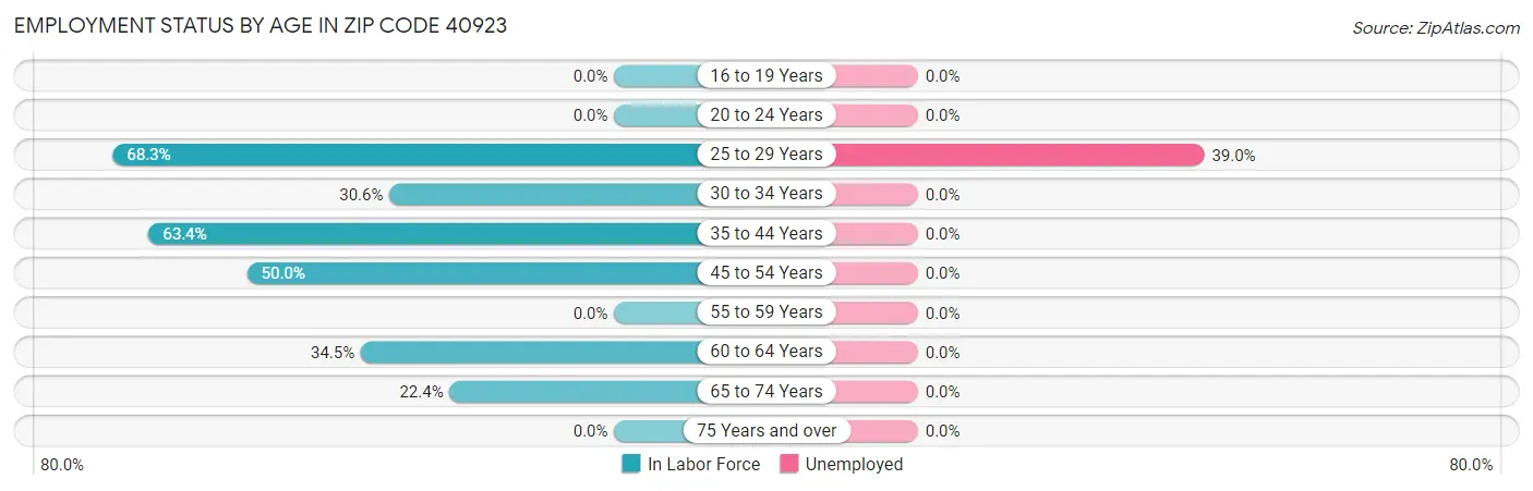 Employment Status by Age in Zip Code 40923