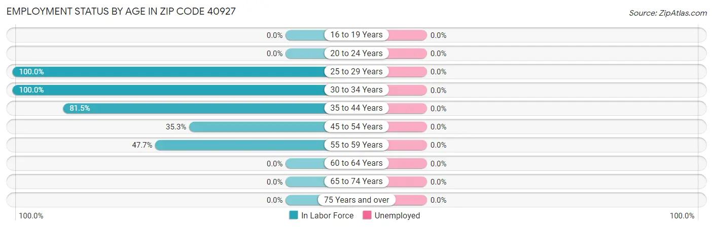 Employment Status by Age in Zip Code 40927