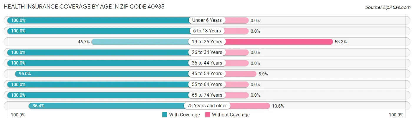 Health Insurance Coverage by Age in Zip Code 40935