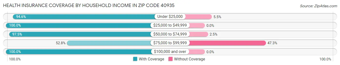 Health Insurance Coverage by Household Income in Zip Code 40935